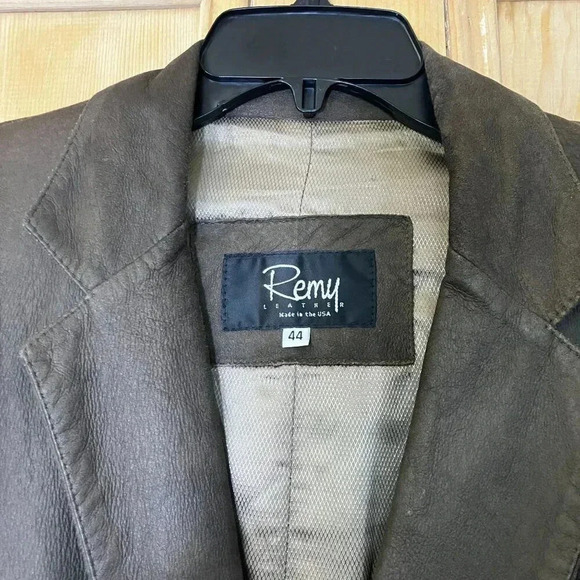 Remy Mens Soft Genuine Leather USA Made Blazer Jacket Size 44 XL Brown VINTAGE - Picture 5 of 9